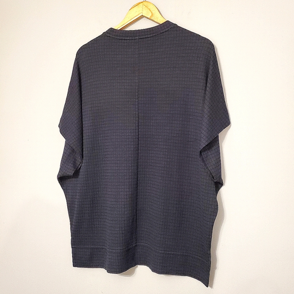 LOU & GREY (Loft) Navy & Black Plaid Short Sleeve Top, XS/S - Picture 4 of 8